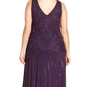 Purple Beaded Gatsby 1920s Formal Dress Gown Maxi